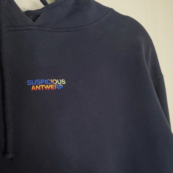 Suspicious Antwerp Worldly Peacekeeper Graphic Logo Pullover Hoodie Sweatshirt - Picture 7 of 10